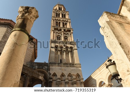 Bell tower of the Saint Domnius Cathedral in Split, Croatia Royalty-Free Stock Photo #719355319