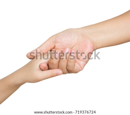 isolated picture of hand in hand , woman and child