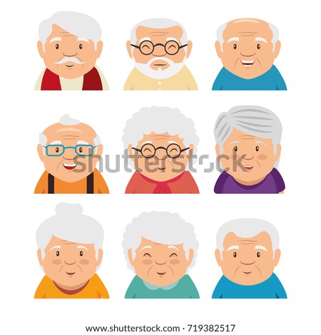 set of grandparents face