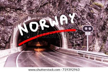 tunnel entrance at the norwegian mountains, Norway Scandinavia