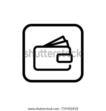Simple flat wallet with cash linear pictogram. Money outline vector icon.