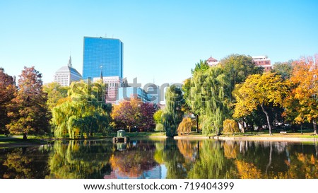 Amazing view of Boston Public Park in Autumn.