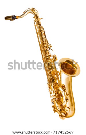 saxophone isolated on white Royalty-Free Stock Photo #719432569