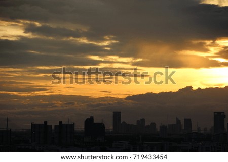 dark blue cloud with white light sky background and city light midnight evening time