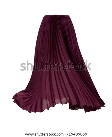 Pleated skirt of wine color isolated on white background Royalty-Free Stock Photo #719489059