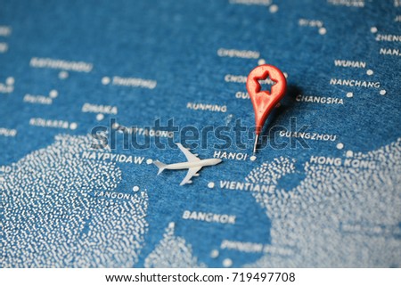 plane on map, vietnam