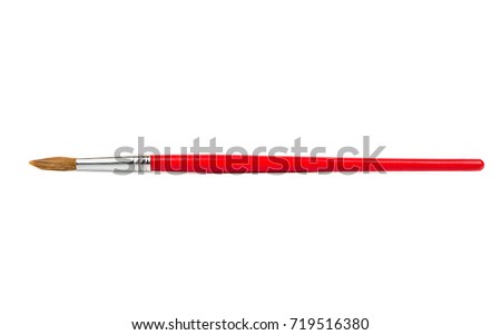 Red paintbrush isolated on a white background Royalty-Free Stock Photo #719516380