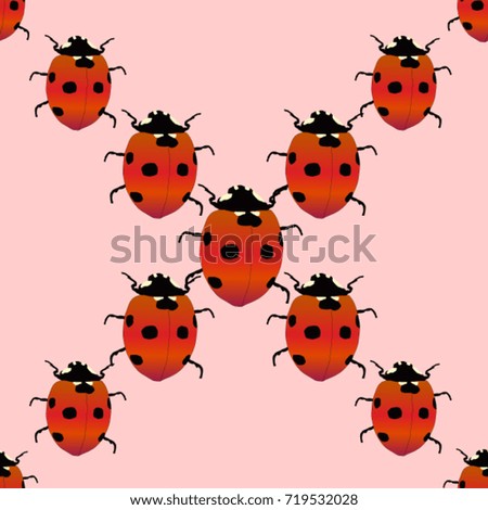 Seamless texture. Ladybugs on a pink background