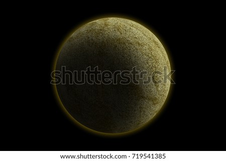Desert Yellow planet, photo texture, isolated on black