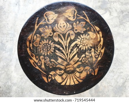 Old Thai Engraved Wood Background
