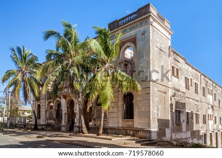 Vestige of colonial architecture in Diego Suarez (Antsiranana), north of Madagascar Royalty-Free Stock Photo #719578060