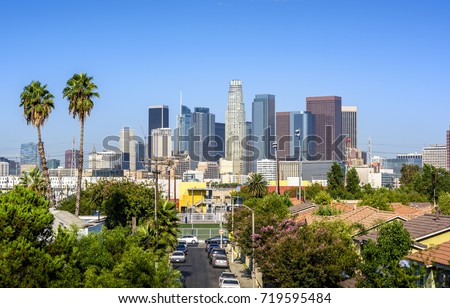 Los Angeles, California, USA downtown cityscape at sunny day