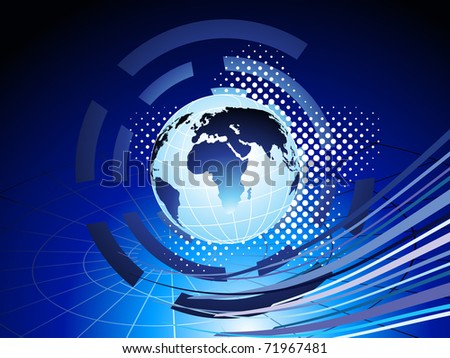 abstract blue dotted corporate background with globe