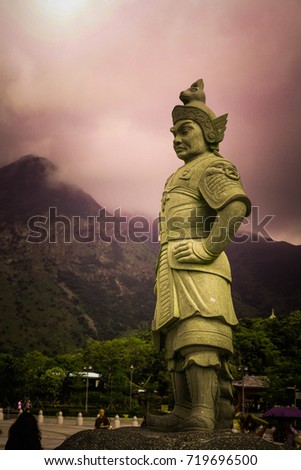 God statue chinese style very bright picture and dark edges