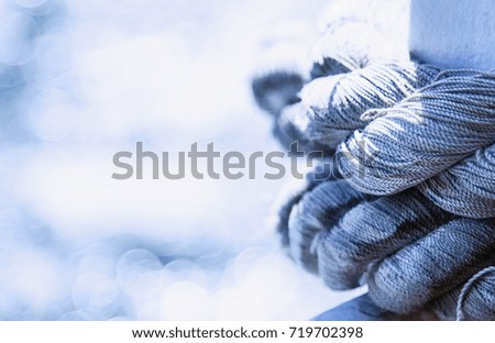 Rope against the background of a blurred sea background. Mediterranean Sea, Montenegro, Europe