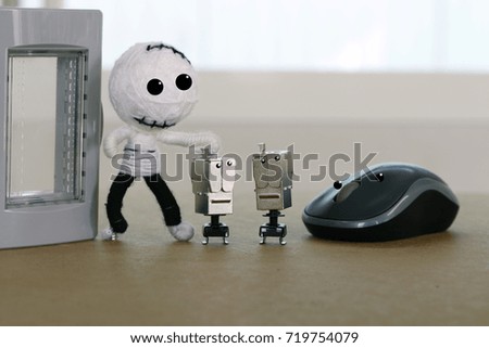 Voodoo doll,computer mouse ,computer outlet