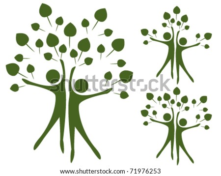 Stylized trees in the form of human figures- the concept of ecology