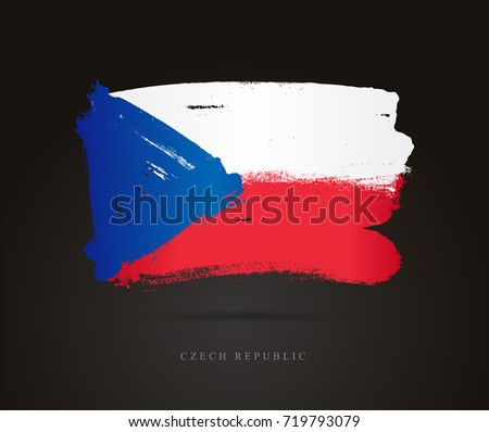 Flag of the Czech Republic. Vector illustration on a black background. Beautiful brush strokes. Abstract concept. Elements for design.