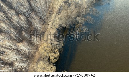 Aerial view on a lake and trees