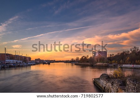 colorful dawn in Kiel Royalty-Free Stock Photo #719802577