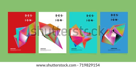 Abstract colorful geometric cover and poster template. Set of typography layout design composition for event and publication.