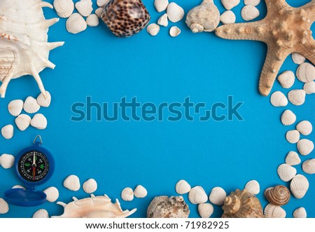 Frame in a marine style on a blue background