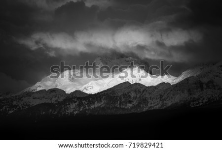 First snow on Mount Triglav in the Julian Alps