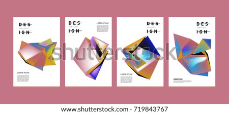 Abstract colorful geometric cover and poster template. Set of typography layout design composition for event and publication.