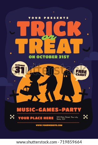 Halloween Party Design template. Party invitation poster. Template for your event design. Royalty-Free Stock Photo #719859664