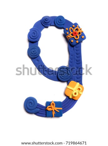 Color plasticine numbers, isolated. Digits