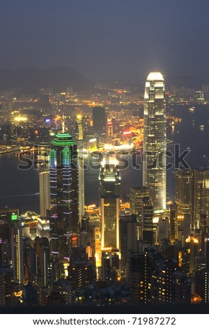 Landscape Shot of Hong Kong at Night