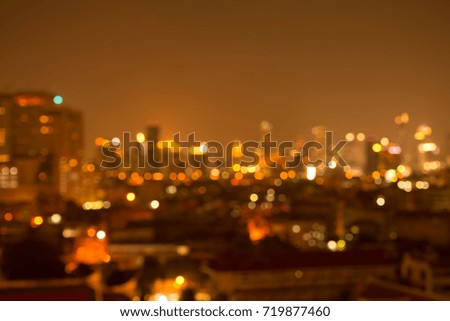 Abstract urban night light bokeh defocused background, city night - Golden luxury style