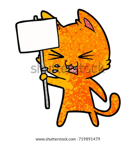cartoon cat protesting