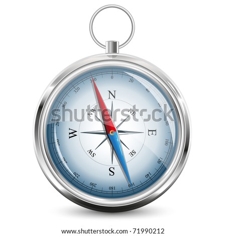 Glossy Compass with windrose. Vector Illustration. EPS8