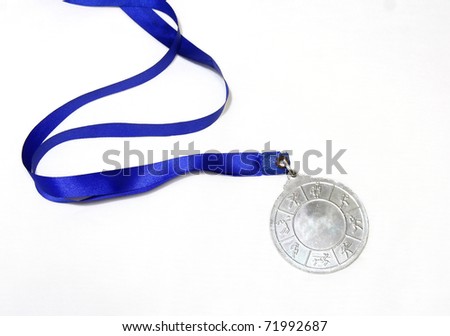Silver plain metal medal  isolated on white background