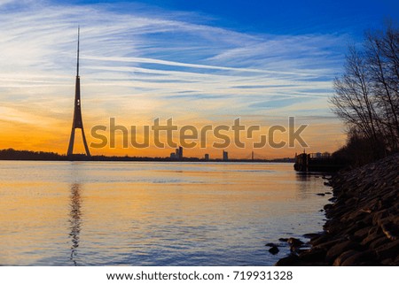 Riga TV in summer sunset