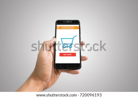 Online shopping sceen on phone background Royalty-Free Stock Photo #720096193