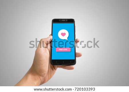 Online dating sceen on phone background Royalty-Free Stock Photo #720103393