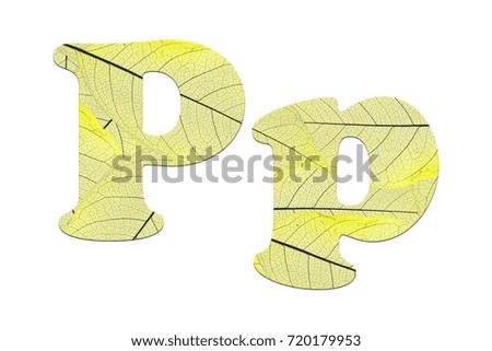 Leaf textured  letter  on a white background