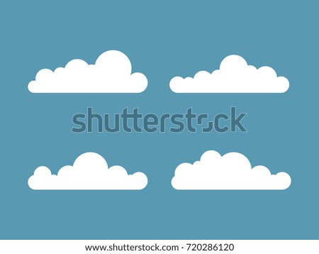 Set of white clouds. Cloud icon. Vector illustration.