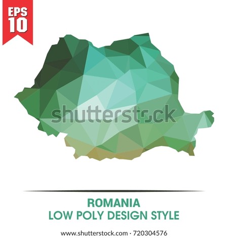 ROMANIA MAP IN LOW POLY