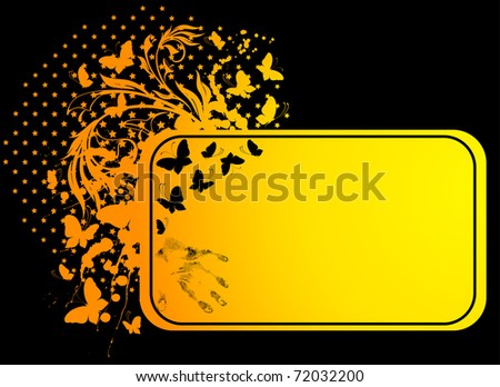 Background with beautiful tropical flowers and butterflies. Vector