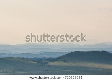 panorama of hilly mountains