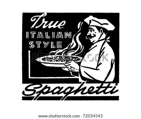 Italian Style Spaghetti - Retro Ad Art Banner