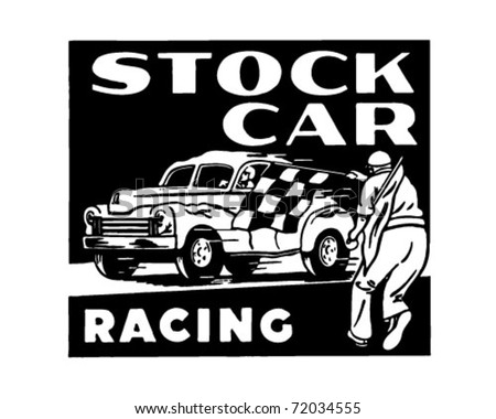 Stock Car Racing - Retro Ad Art Banner