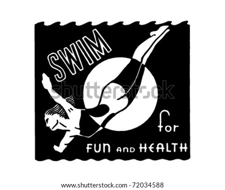 Swim - For Fun And Health - Retro Ad Art Banner