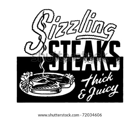 Sizzling Steaks - Retro Ad Art Banner