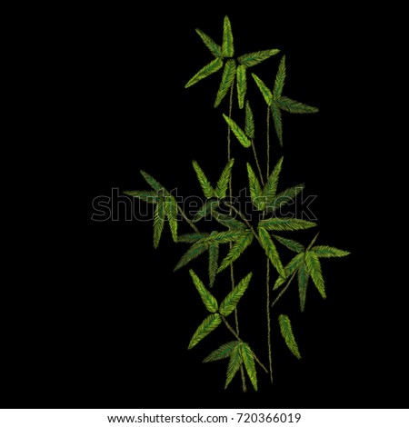 grass reed. traditional stylish fashionable floral embroidery on the black background. sketch for printing on fabric, clothing, bag, accessories and design. vector, trend