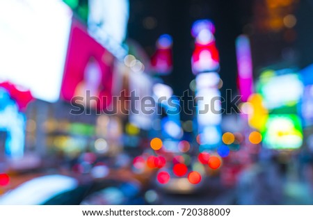  time square at nigh with colorful light ,blurred for background.