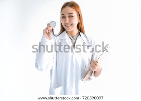 Doctor with stethoscope in hospital. Professional medicine health clinic practitioner. Medical healthcare.